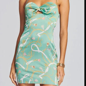 SER.O.YA Farah Teal  95% Silk Mini Dress Size XS NWT